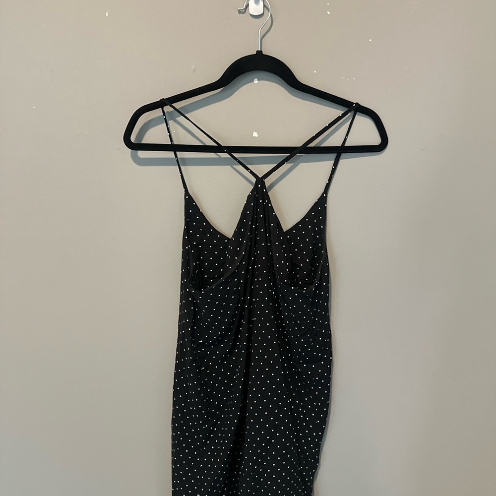 Elegant Black and White Polka Dot Mini Dress